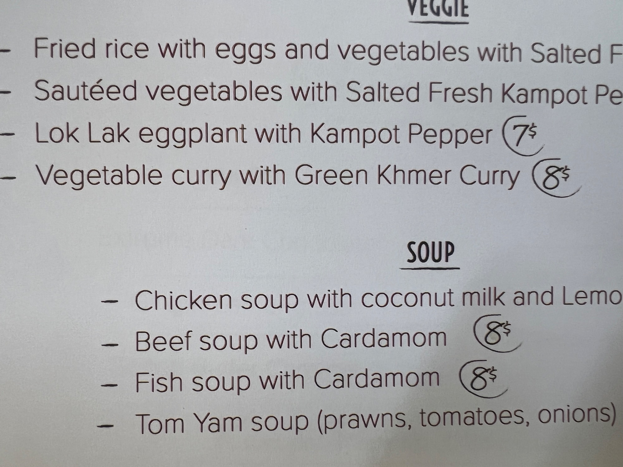They offered a variety of food.  Obviously, I did not opt for "Green Khmer Curry".