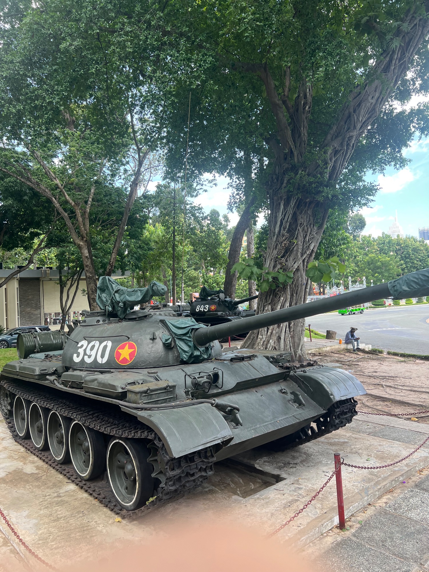 The replica of the first two tanks entering the premisses.